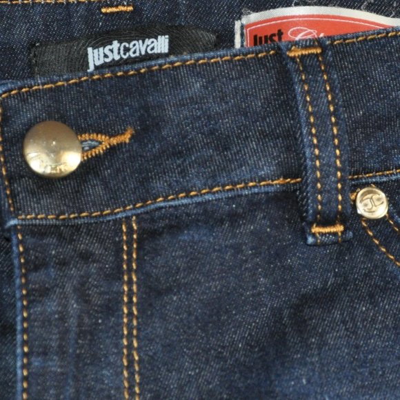 Just Chic Cavalli Jeggings Jeans Dark Blue Gold Hardware & Logo on Pocket 29 - Picture 5 of 7